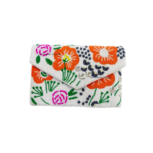 Pochette élégante faite à la main avec broderie de feuilles bleues et vertes, sac de soirée et de tous les jours personnalisé pour femmes - Product Image 6