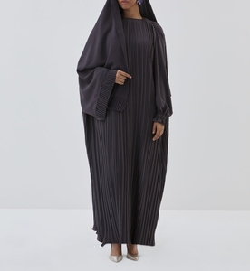 Oferta caliente: Abaya islámica tradicional negra hermosa de Dubái para mujer, estilo saudí, de poliéster transpirable, largo hasta el tobillo, para primavera. - Product Image 4