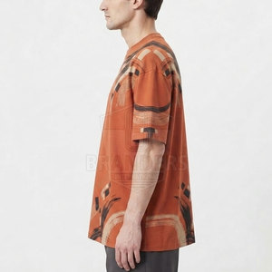 T-shirts amples pour hommes style urbain en coton épais, coupe décontractée, manches larges, t-shirts vierges décontractés, impression personnalisée, vente en gros - Product Image 2