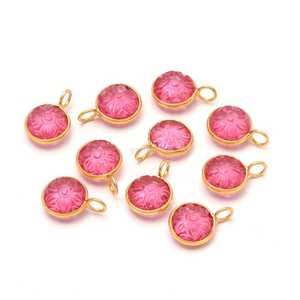 Colgante de Flor de Cuarzo Turmalina Rosa AAA, Plata de Ley 925, Gema Tallada a Mano, Amuleto de Piedra de Turmalina para Fabricación de Joyas - Product Image 1