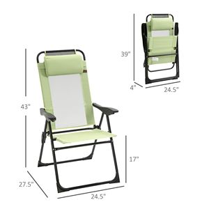 Set di 2 Sedie Reclinabili Pieghevoli con Schienale Regolabile Verdi per Esterni e Patio - Product Image 3