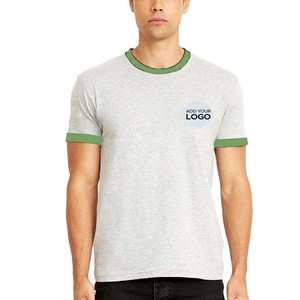 T-shirts pour hommes avec logo personnalisé, 50% coton peigné, 50% polyester, col contrastant, fabriqués avec des fibres de coton/bambou - Product Image 1
