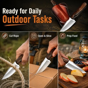 Cuchillo de Piel UMAR FAROOQ, Hecho a Mano, de Grado Industrial, Hoja Fija de Acero D2 de 7 Pulgadas, Punta de Gota, con Funda de Cuero, para Camping - Product Image 3
