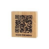 Support de menu de table carré en bois gravé au laser avec logo personnalisé et code QR, écologique, moderne, pour bar