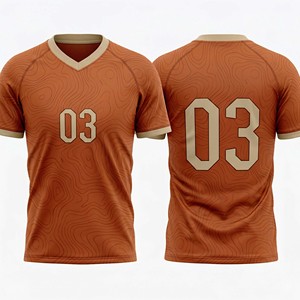 High Quality Custom Sublimated Orange Men Soccer Jersey Breathable V-Neck Contour Print Football Shirt Athletic Wear - Product Image 5