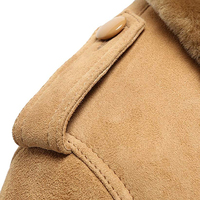 Erkek Deri Ceket Erkek Hakiki Koyun Derisi Yüksek Kaliteli Sherpa Shearling Suni Kürk Astarlı Uzun Su Geçirmez Sıcak Aviator Üniforma