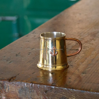 Taza de Latón Hecha a Mano con Asa de Ancla de Barco Náutico, Estilo Pirata Vintage, para Hogar, Bar y Regalo