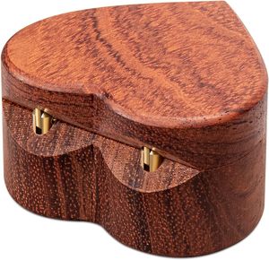 Engagement Proposal Ring <b>Box</b> Slim Wooden <b>Heart</b> <b>Shaped</b> Ring Case Bearer <b>Box</b> Ring Holder for Wedding Ceremony, Commemoration Day, - Product Image 3