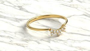 Luxury 18K Gold Curved Ring Round Diamond <b>Cluster</b> Ring Stackable Promise Ring Band Anniversary Fine Jewelry For Women - Product Image 3