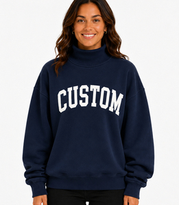 OEM personnalisé, haute qualité, respirant, 100% coton, molleton français, surdimensionné, réversible, col montant pour femme, manches longues, hiver, automne - Product Image 2