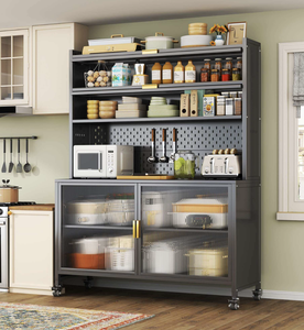 Buffet de rangement moderne pliable en acier galvanisé étanche, autoportant pour cuisine - Product Image 1