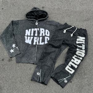 Athletic Fashion Winter Casual Heavyweight Breathable Acid Wash Solid Eco-Friendly Reversible Track Suit Custom Logo Private - Product Image 4