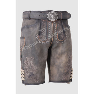 Shorts bavarois en cuir de vachette véritable de qualité supérieure pour hommes, taille mi-haute, écologiques, style Oktoberfest allemand - Product Image 2