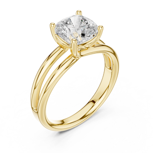 Bague de fiançailles pour femme en or jaune 14 carats avec diamant de laboratoire certifié IGI de 2,00 carats taille coussin à tige fendue, pour anniversaire et mariage - Product Image 3