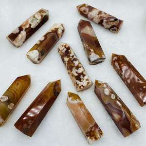 หินอาเกตดอกไม้ธรรมชาติทรงหอคอย ขัดเงา ใช้ตกแต่งบ้าน สำนักงาน ขายส่ง - Product Image 3
