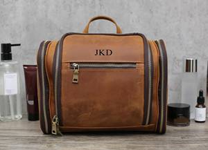 Vintage Genuine Leather Toiletry Bag Mens Dopp <b>Kit</b> Travel Wash Bag Large <b>Shaving</b> <b>Kit</b> Pouch Wholesale Supplier TYG-0129 - Product Image 2