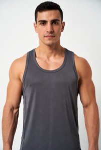 Men Casual Compression Tank Top 100% Cotton Quick Dry Breathable Fitted Gym Stringer Fitness <b>Running</b> <b>Singlet</b> Ribbed - Product Image 4