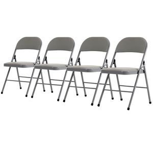 Eleganti Sedie Pieghevoli in Ferro Grigio e PVC, Set da 4 Pezzi, per Convenzioni ed Esposizioni, Forniture per Feste - Product Image 5