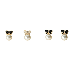 Designer Pearl and Black Stud Earrings Combo-Trendy Zinc Alloy with Imitation Pearl - Product Image 2