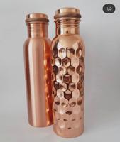 Bouteille d'eau en cuivre martelé de luxe, écologique, à coupe diamantée, 950 ml, 1 litre, en cuivre pur pour un stockage sain de l'eau
