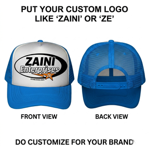 Gorra de 5 Paneles de Malla de Algodón de 280 GSM, Color Blanco Azulado, Bordado de Alta Densidad, Logotipo Personalizado, Impermeable, Unisex - Product Image 4