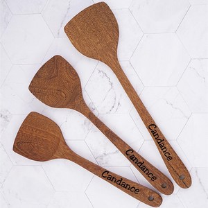 Ensemble de spatules en bois de wengé personnalisées pour la cuisine, ustensiles gravés sur mesure - Product Image 2