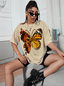 Camiseta de algodón para mujer con cuello en V, transpirable, de corte holgado, para verano, con logo personalizado impreso, de la cadena de suministro global. - Product Image 6