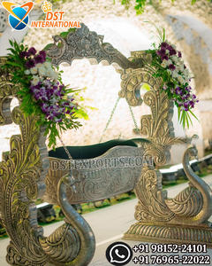 South Indian Baby Welcoming Ceremony Cradle Traditional Silver Metal Swing Cradle Rectangle Indoor Home Baby Naming Function - Product Image 4
