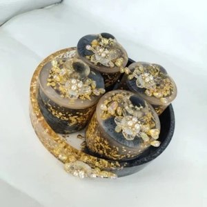 Ensemble de pots à épices en résine écologiques au design luxueux, couvercles en résine, contenants hermétiques, capacité de 301 à 400 ml, forme cylindrique - Product Image 2