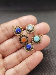 Connecteurs en laiton avec pierres précieuses pour la fabrication de bijoux |   Liens en laiton faits à la main avec pierres précieuses naturelles |   Composants de bijoux en gros - Product Image 5