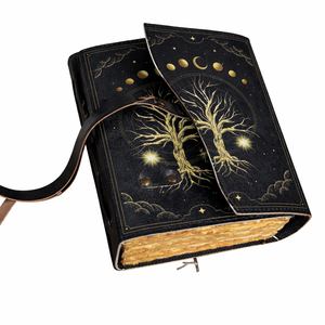 สมุดบันทึกคาถาหนังแท้ "ต้นไม้แห่งชีวิต" พร้อมกระดาษขอบฉีกเย็บเข้าเล่มปกแข็ง - Product Image 2