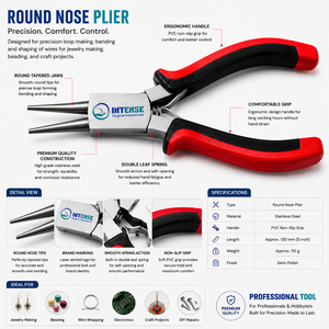 Pince à bec rond professionnel en acier inoxydable pour bijoux, pince ergonomique à poignée souple pour la mise en forme de fils, outil manuel pour la bijouterie - Product Image 4