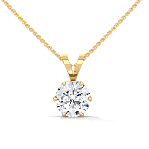 Collier pendentif en or avec diamant cultivé en laboratoire, solitaire rond brillant, or massif 14 carats, bijoux de luxe pour femmes - Product Image 1
