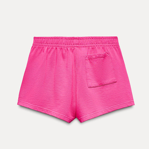 Ensemble 2 pièces pour femme : Sweat-shirt oversize à col rond et short en coton rose uni, coupe décontractée, idéal printemps-été, collection 2026 - Product Image 2