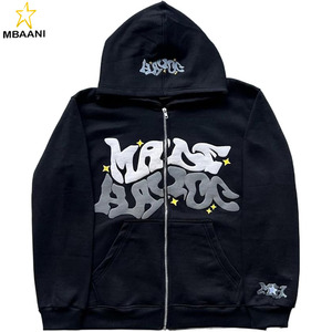Sudaderas con capucha con estampado puff, sudaderas con capucha con gráficos grunge, sudaderas con capucha con cremallera, chaqueta Y2K, sudaderas con capucha de estilo hip hop y streetwear. - Product Image 1