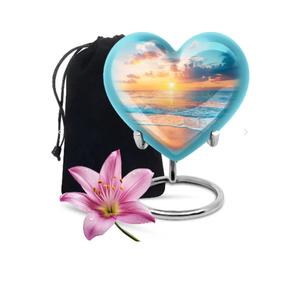 Urna Funeraria Decorativa en Forma de Corazón con Base y Bolsa de Terciopelo Gratis, para Cenizas Humanas, Urna de Cremación para Adultos, en Oferta - Product Image 6