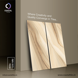 Carreaux de sol intérieurs en porcelaine brillante OCEAN BEIGE 600x1200, design moderne, épaisseur 9 mm, antidérapants, résistants aux acides, pour villa - Product Image 4