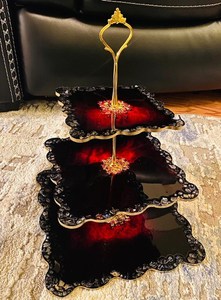 Handmade <b>3</b>-<b>Tier</b> Resin Tray: Gold Geode Cupcake <b>Stand</b> - Product Image 3