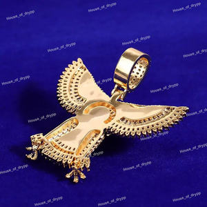 Colgante de Águila con Diamantes Moissanite VVS Engastados en Plata de Ley 925, Collar de Lujo Estilo Hip Hop con Dije de Pájaro - Product Image 4