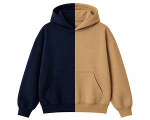 Sweat-shirt à capuche unisexe surdimensionné bicolore personnalisé en molleton de coton épais et écologique pour l'hiver, style streetwear - Product Image 1