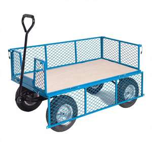 Chariot de jardin robuste en maille avec côtés amovibles, chariot utilitaire d'extérieur à quatre roues tout-terrain pour usage industriel - Product Image 2