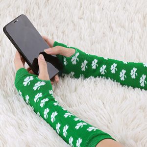 Green Clover Printed <b>Arm</b> <b>Sleeves</b> Unisex Adult Breathable Knitted <b>Sleeve</b> UV Protection <b>Compression</b> <b>Arm</b> <b>Sleeve</b> - Product Image 3