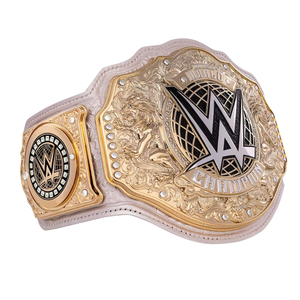Ceinture de champion du monde WWE Premium avec détails dorés et argentés et sangle blanche, design personnalisé pour collectionneurs et fans - Product Image 3