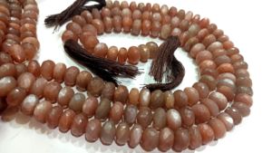 Perles de pierre de lune chocolat naturelle, facettées, rondes, de 8 à 9 mm, vendues par brin de 10 pouces de long - Product Image 3