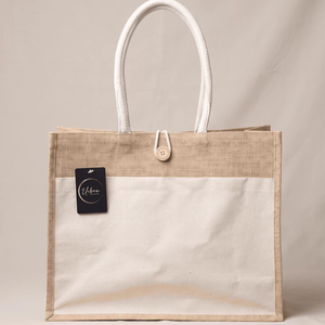 Sacs fourre-tout en toile écologiques Juco avec fermeture à bouton, poignée en sangle de coton, vente en gros, logo personnalisé imprimé, sacs de courses réutilisables - Product Image 1