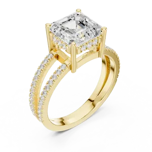 แหวนหมั้นเพชรทรง Asscher 3 กะรัต เพชรเลี้ยงในห้องปฏิบัติการ ประดับด้วยวงแหวนรอบนอกแบบซ่อน ตัวเรือนทองคำแท้ 18K รับรองโดย IGI สี E แหวนเจ้าสาวสำหรับผู้หญิง - Product Image 2