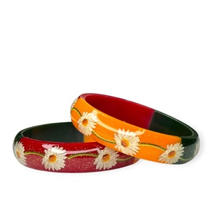 Everyday Wear <b>Colourful</b> Acrylic Floral Bangles <b>Set</b> with Soft Glossy Finish at Lowest Price For Women Girls - Product Image 1