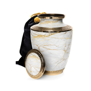 Grande urne funéraire décorative en laiton pour cendres, conteneur commémoratif pour la maison ou le temple - Product Image 1