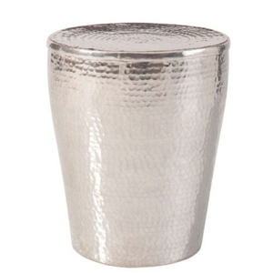Gold Hammered Metal Cylinder <b>Stool</b> Handmade Transitional Living Room Furniture Home Ottoman Decor <b>Stools</b> On Sale - Product Image 2