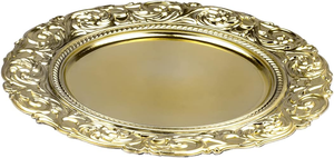 Platos Decorativos Estilo Francés Barroco Dorado al por Mayor para Bodas, Banquetes y Eventos - Product Image 6